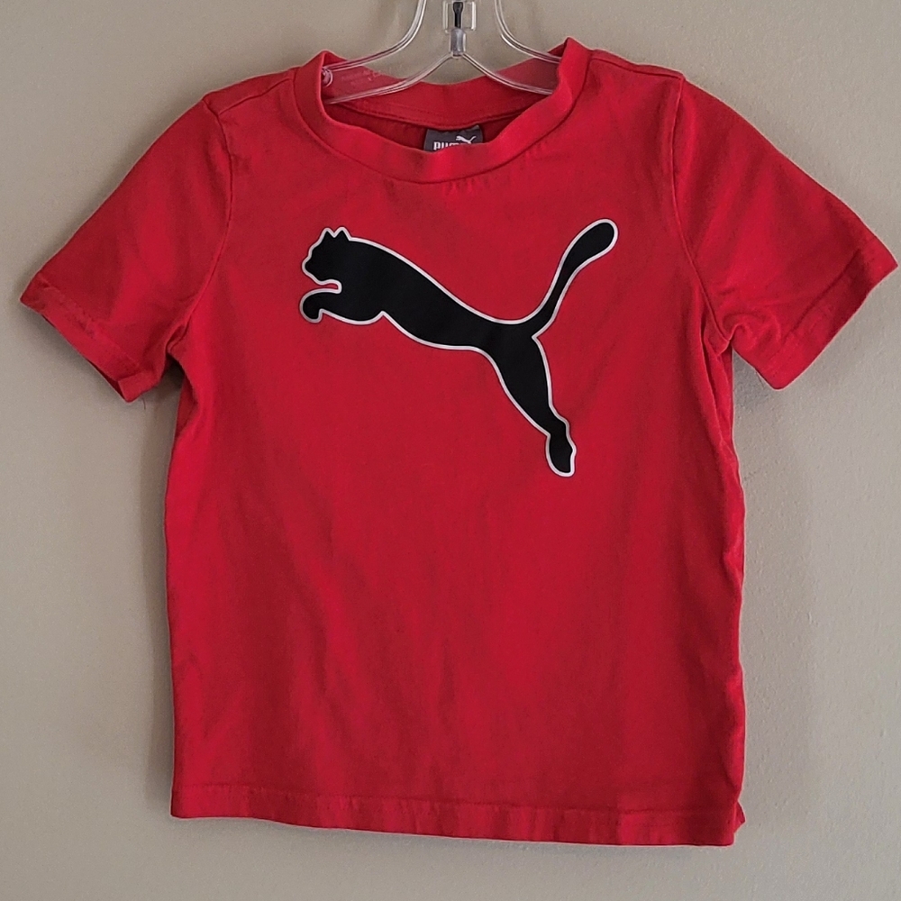 Puma red tee shirt with black logo